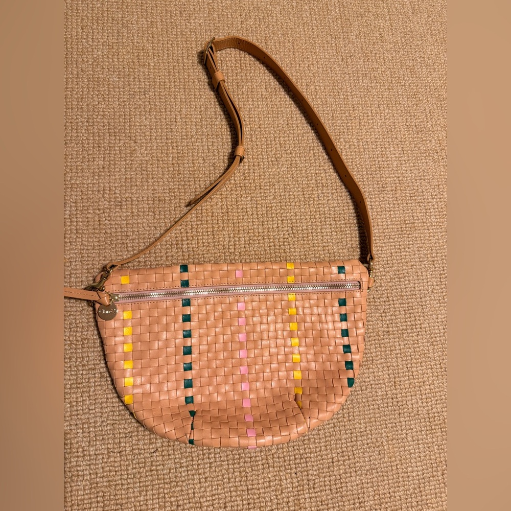 Clare V Grande Fanny in Bisque Check sold with detachable pink chain strap - Picture 4 of 16